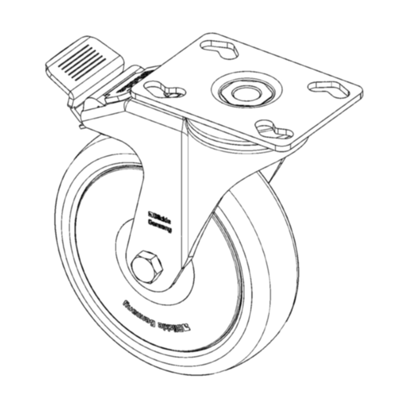 Lenkrolle Ø125mm - Platte & Festst.